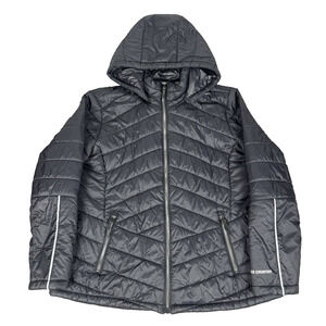 Y2K Free Country Black Down Puffer Jacket Women's XL Quilted Warm